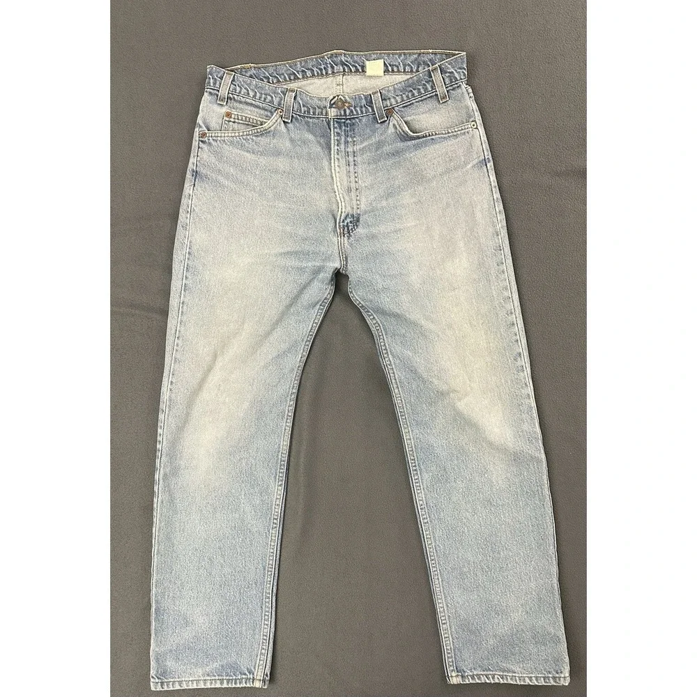 Vintage Levis 505 Orange Tab Jeans Mens 36x30 Light Wash Made in USA 90s Denim